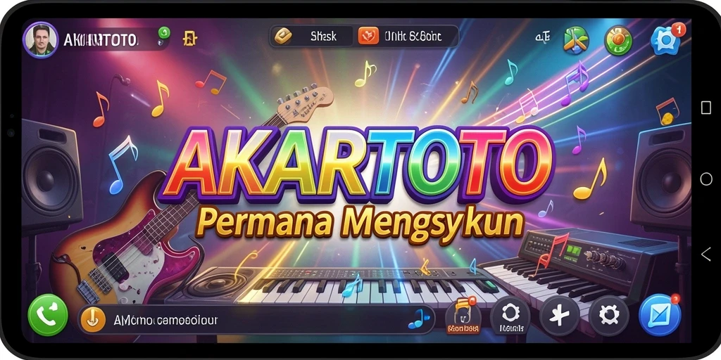 Screenshot utama AKARTOTO menampilkan permainan musik yang dinamis dan interaktif.