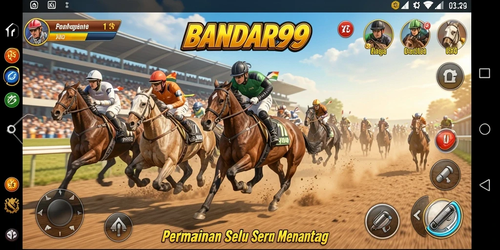 Gameplay BANDAR99 menunjukkan aksi balap yang mendebarkan dan mobil yang menawan.