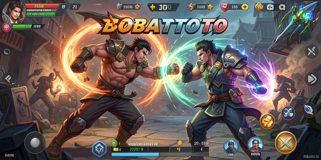 Tampilan screenshot BOBATOTO menampilkan aksi pertarungan yang mendebarkan.