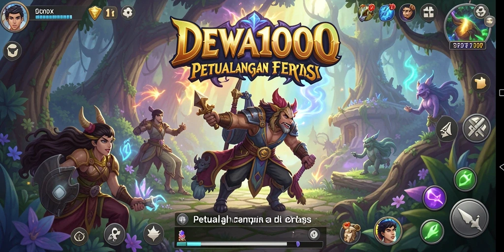 Tangkapan layar gameplay DEWA1000 yang menampilkan karakter dalam pertempuran.