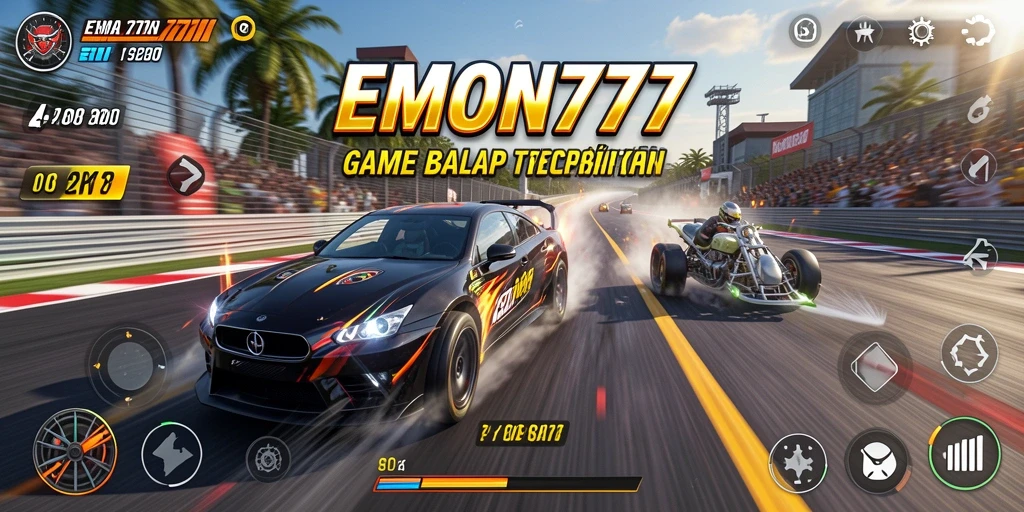 Tampilan gameplay balapan yang mendebarkan di EMON777.