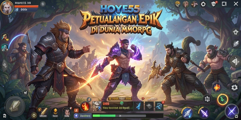 Tangkapan layar gameplay epik di dunia HOYE55 MMORPG.