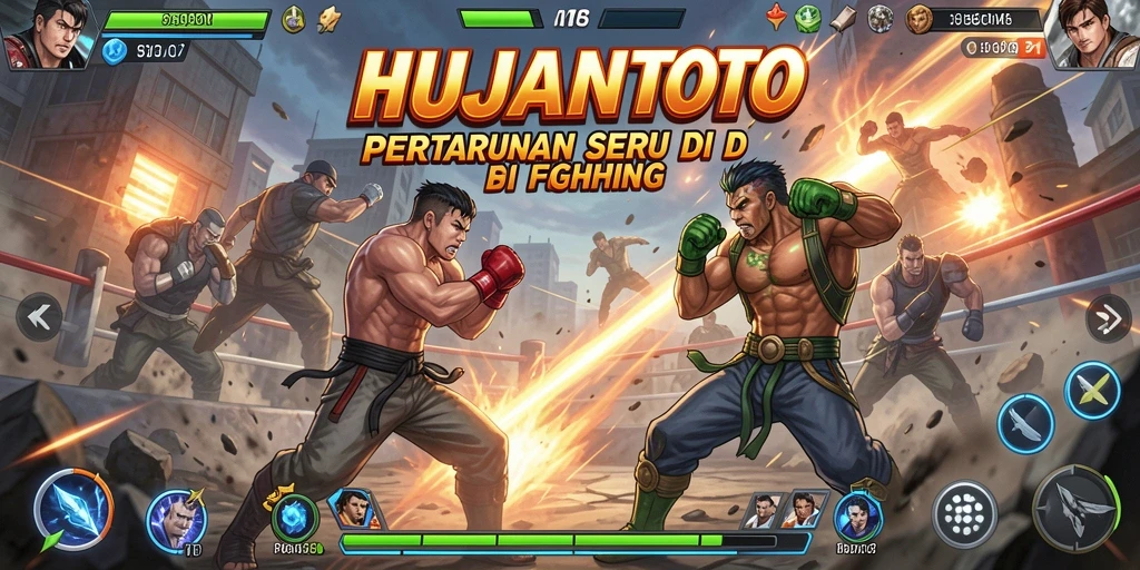 Gameplay fighting seru dan intens di HUJANTOTO.