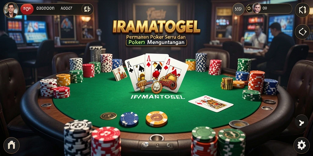 Tampilan gameplay seru di IRAMATOGEL dengan teman-teman bermain Poker.