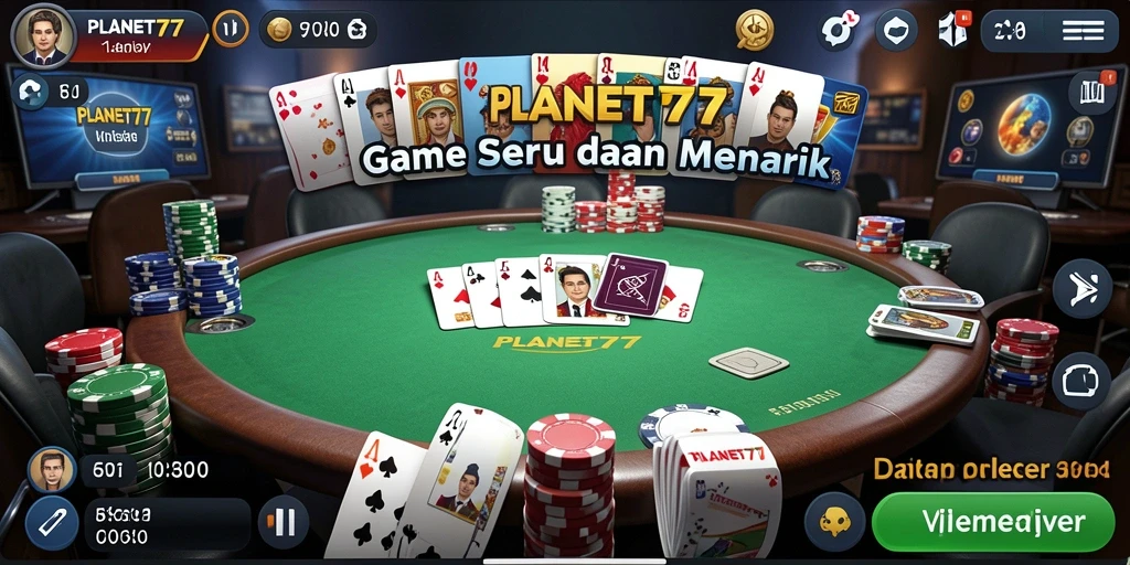 Screenshot utama PLANET77 menampilkan gameplay poker yang mendebarkan.