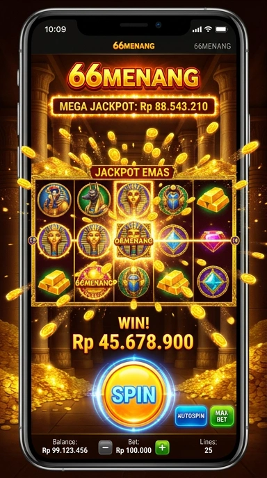 Screenshot aplikasi 66menang dengan berbagai pilihan kategori.